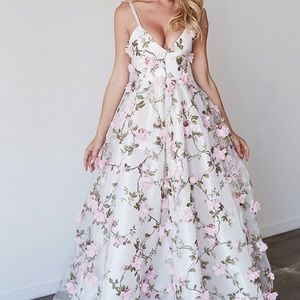 White Floral Prom Dress